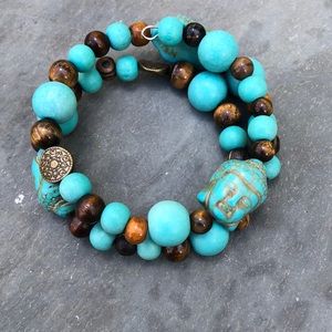 Handmade memory wire Buddha bracelet